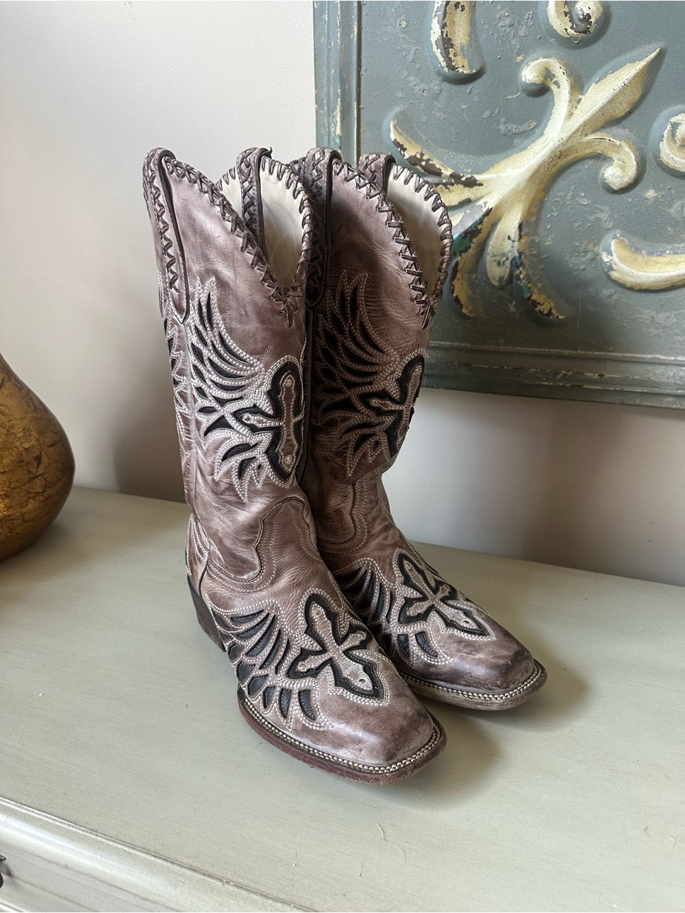JB Dillon buttercup women’s western cowboy boots cross wings